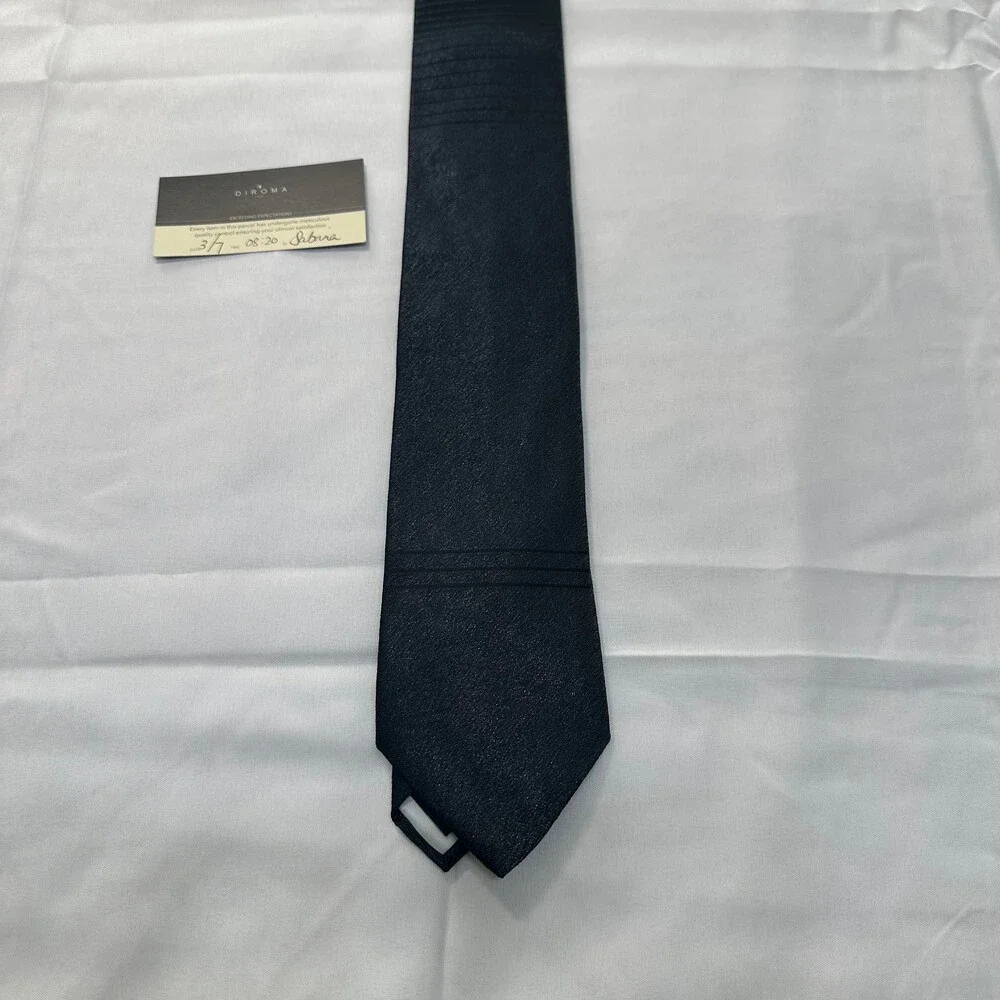 Diroma1980 Regina Collection Navy Textured Necktie Made in Italy Italian Flag